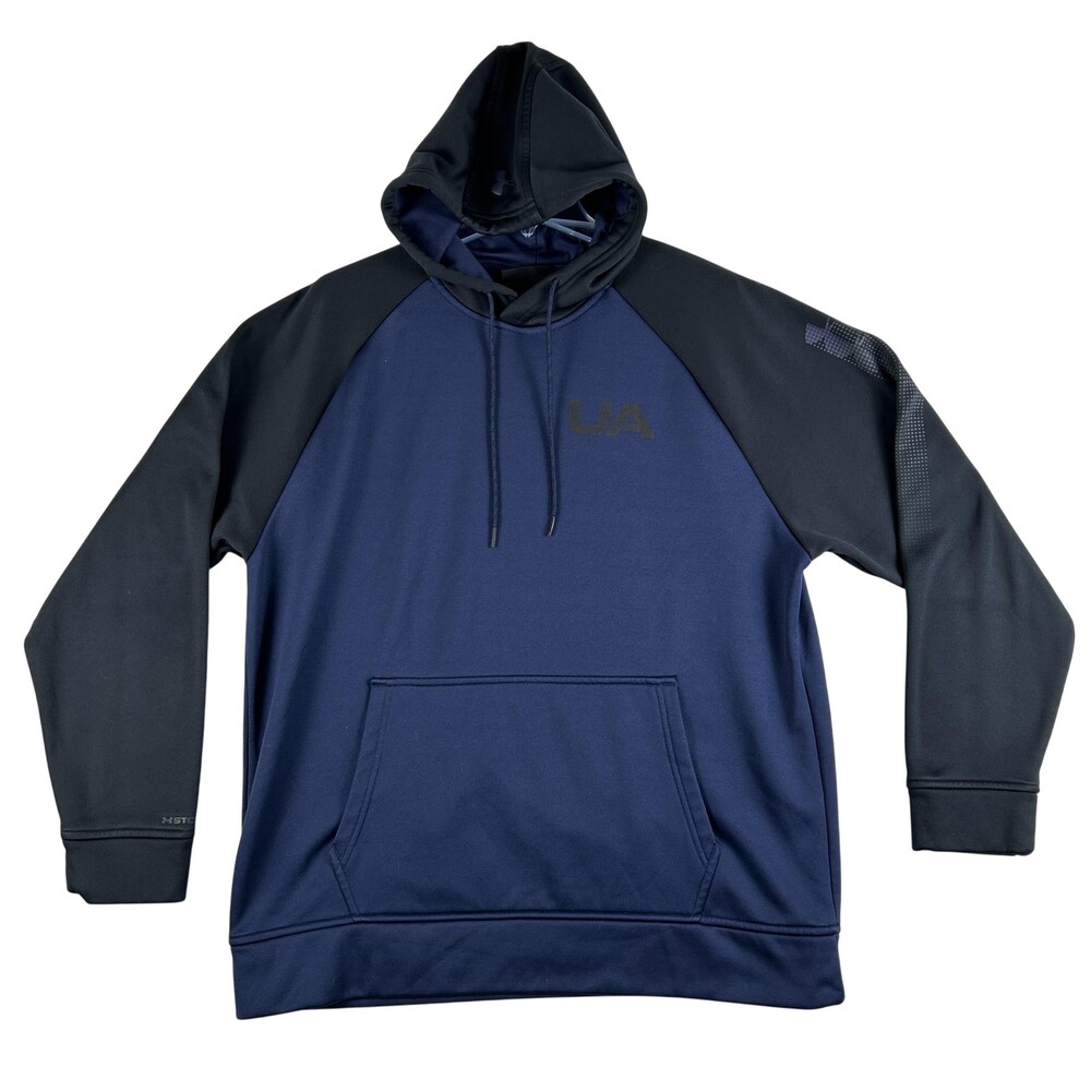 Under Armour Storm ColdGear Hoodie Mens Large Blue UA Logo Fleece Pullover Gym